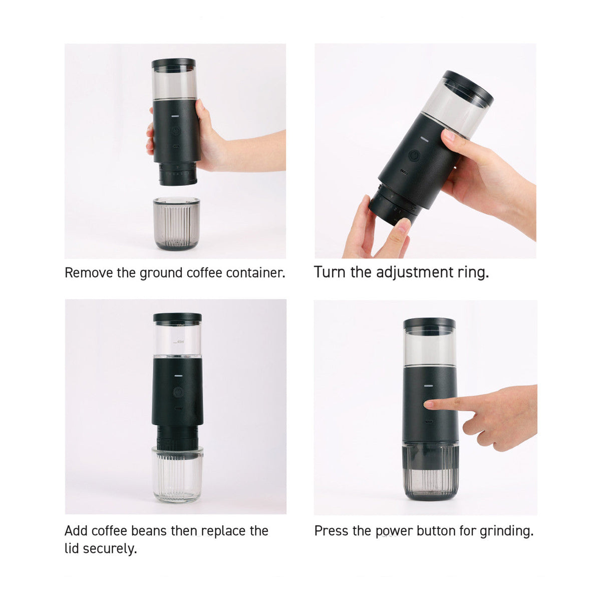 Avanti Apex coffee grinder: adjusting the grind, adding beans and starting