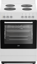 Beko BFCB60EMW freestanding electric cooker with four solid hotplates, white