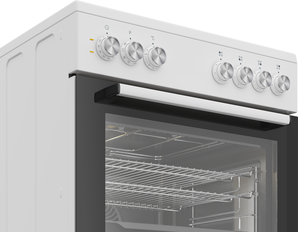 Beko BFCB60EMW electric cooker detail view