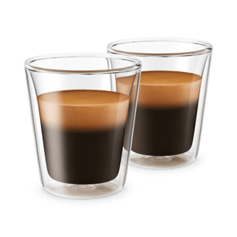 Breville BES045CLR Espresso Duo pair of 100 ml double-wall glasses with espresso