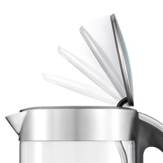 Breville Crystal Clear BKE750 glass kettle soft-open lid close-up