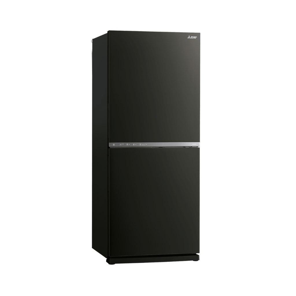 Mitsubishi Electric 421L Matte Black fridge – angled product view