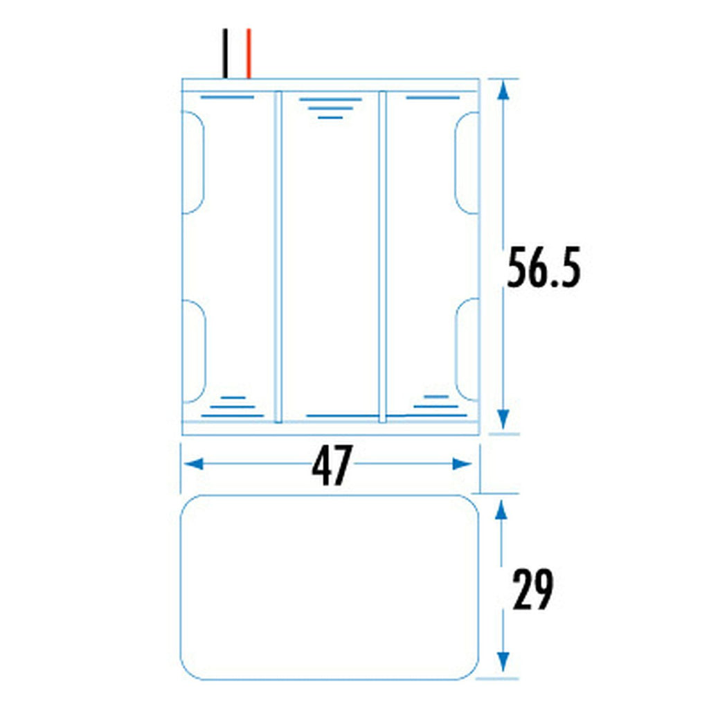 PH9206 six-AA battery holder dimension drawing