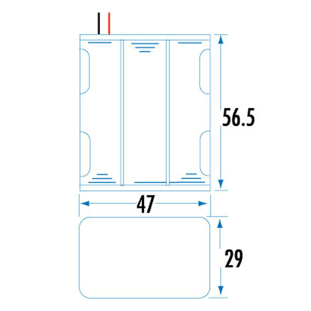 PH9206 six-AA battery holder dimension drawing