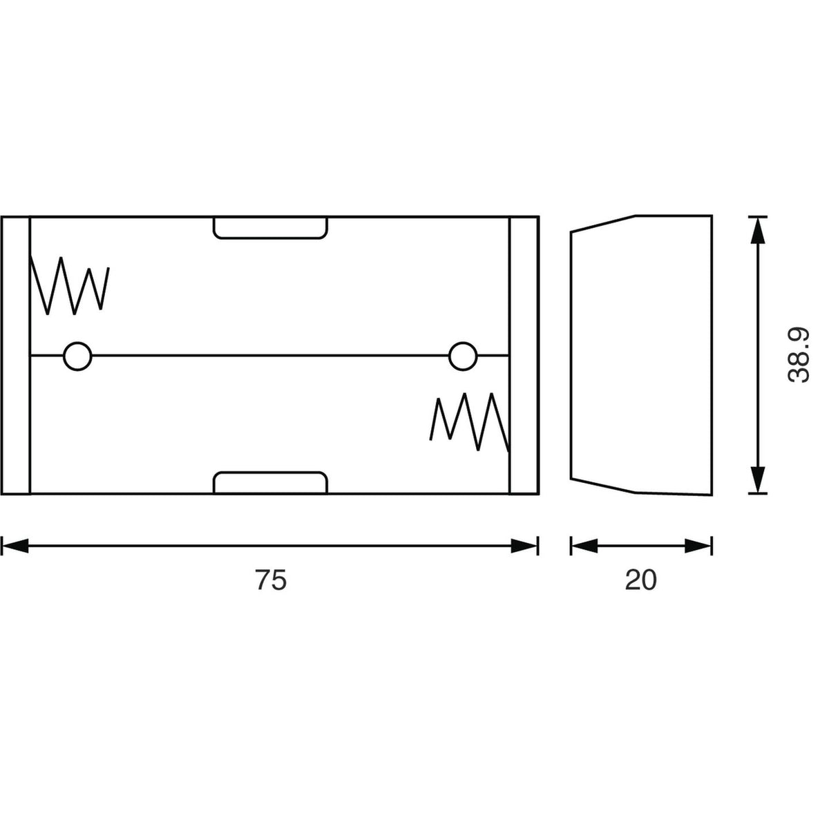PH9207 dual 18650 battery holder dimensions