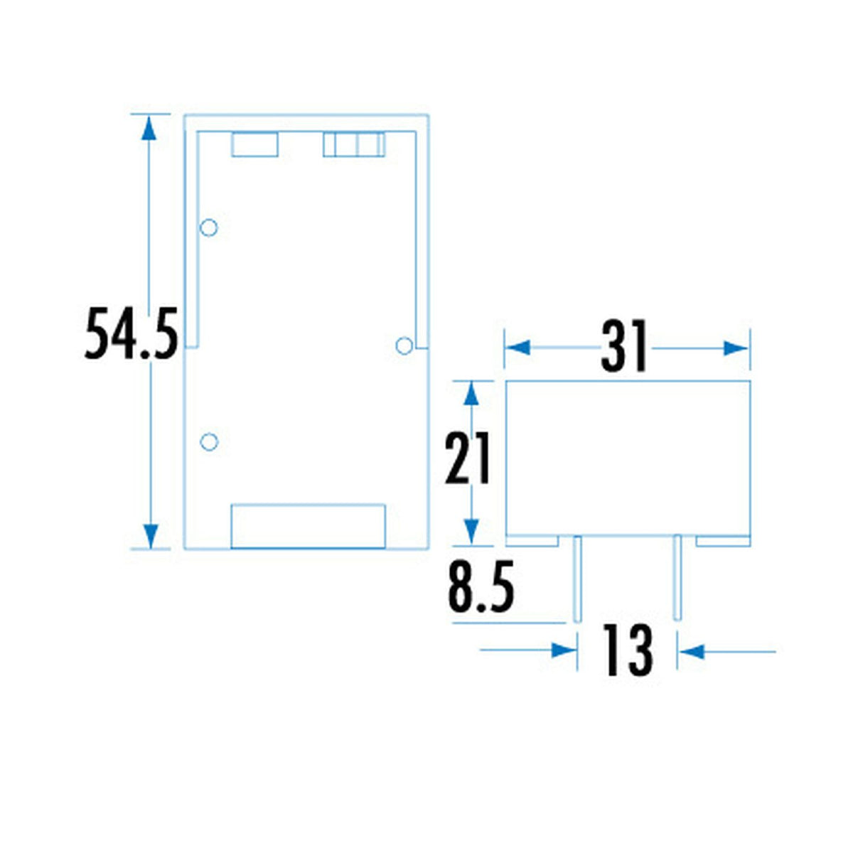PH9235 PCB battery holder dimension drawing