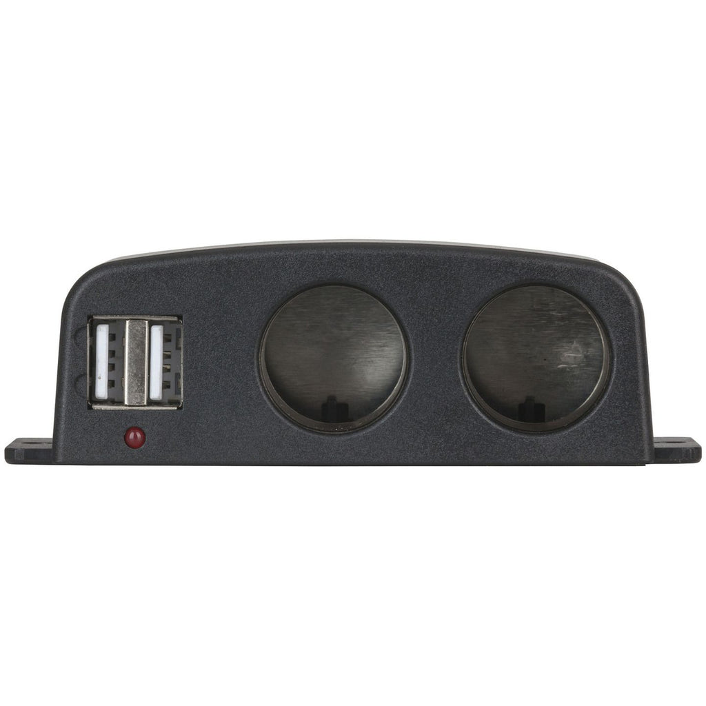 PP2136 dual accessory and USB power splitter front view with socket covers closed