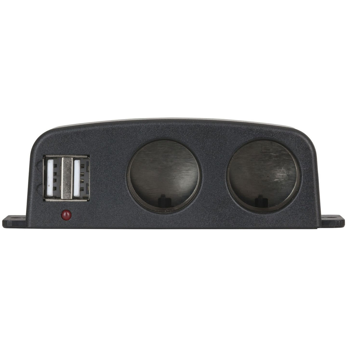 PP2136 dual accessory and USB power splitter front view with socket covers closed