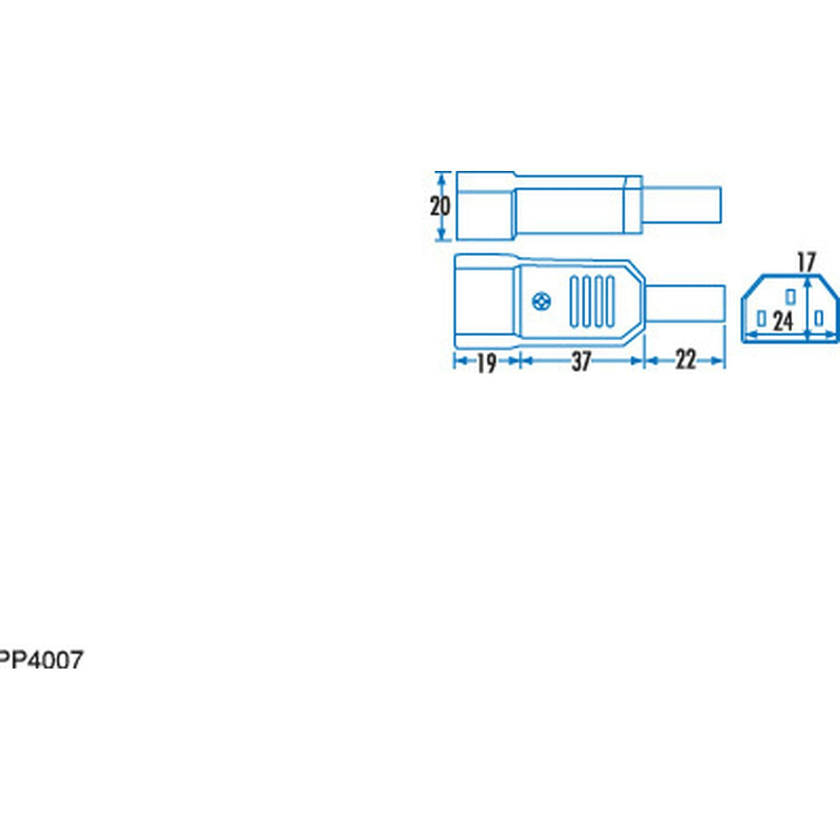 PP4007 male IEC line plug dimensions