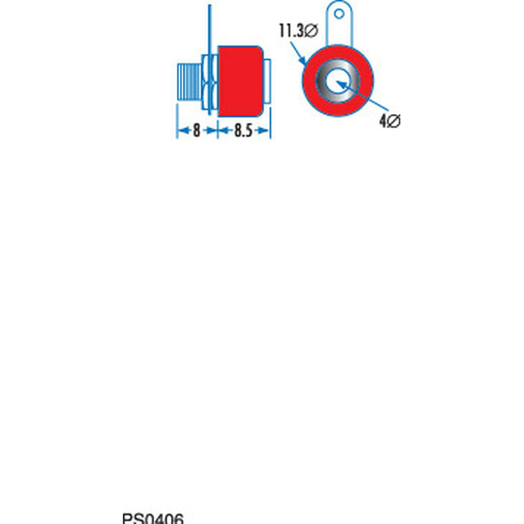 PS0406 red banana panel socket dimension drawing