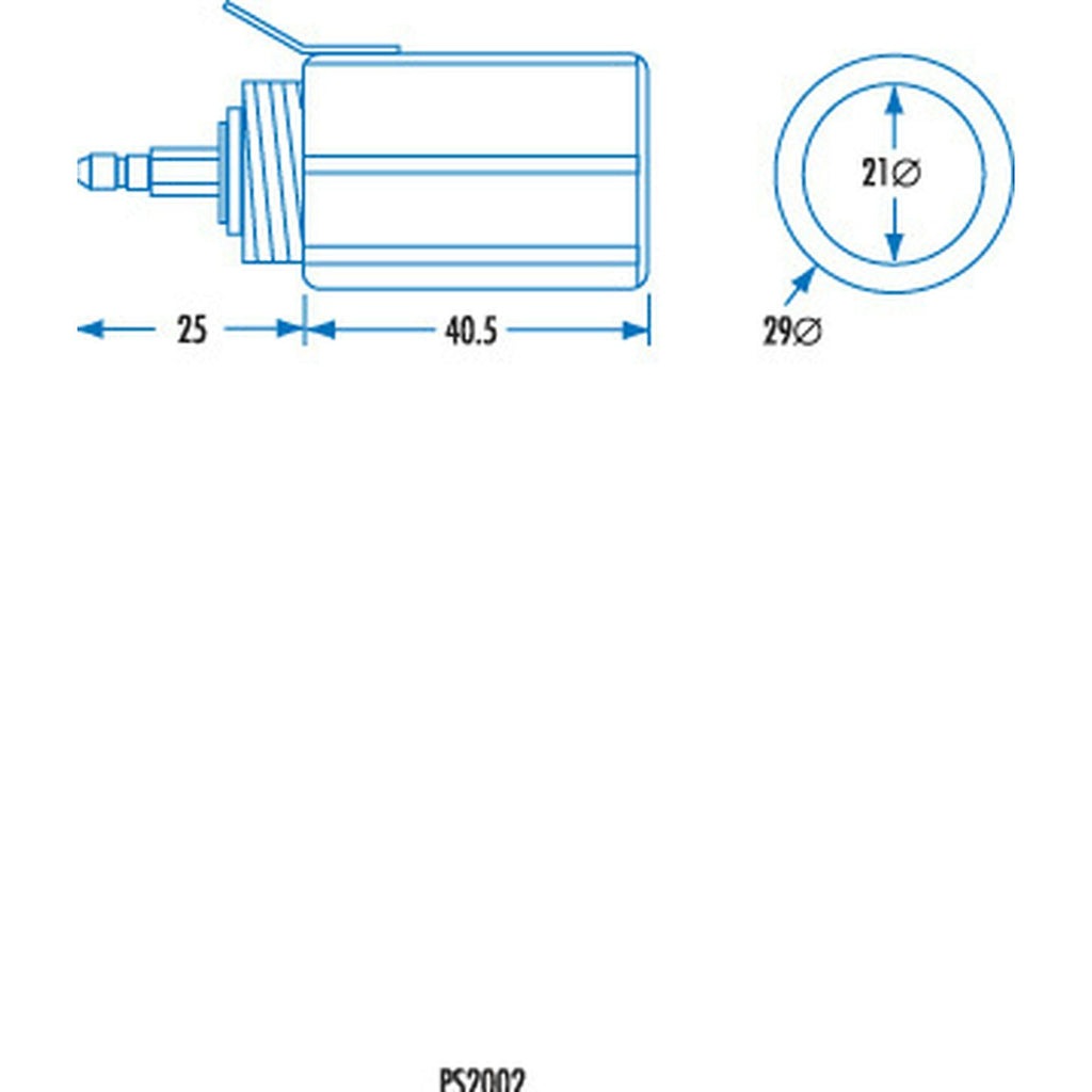 PS2002 cigarette-lighter chassis socket dimension drawing