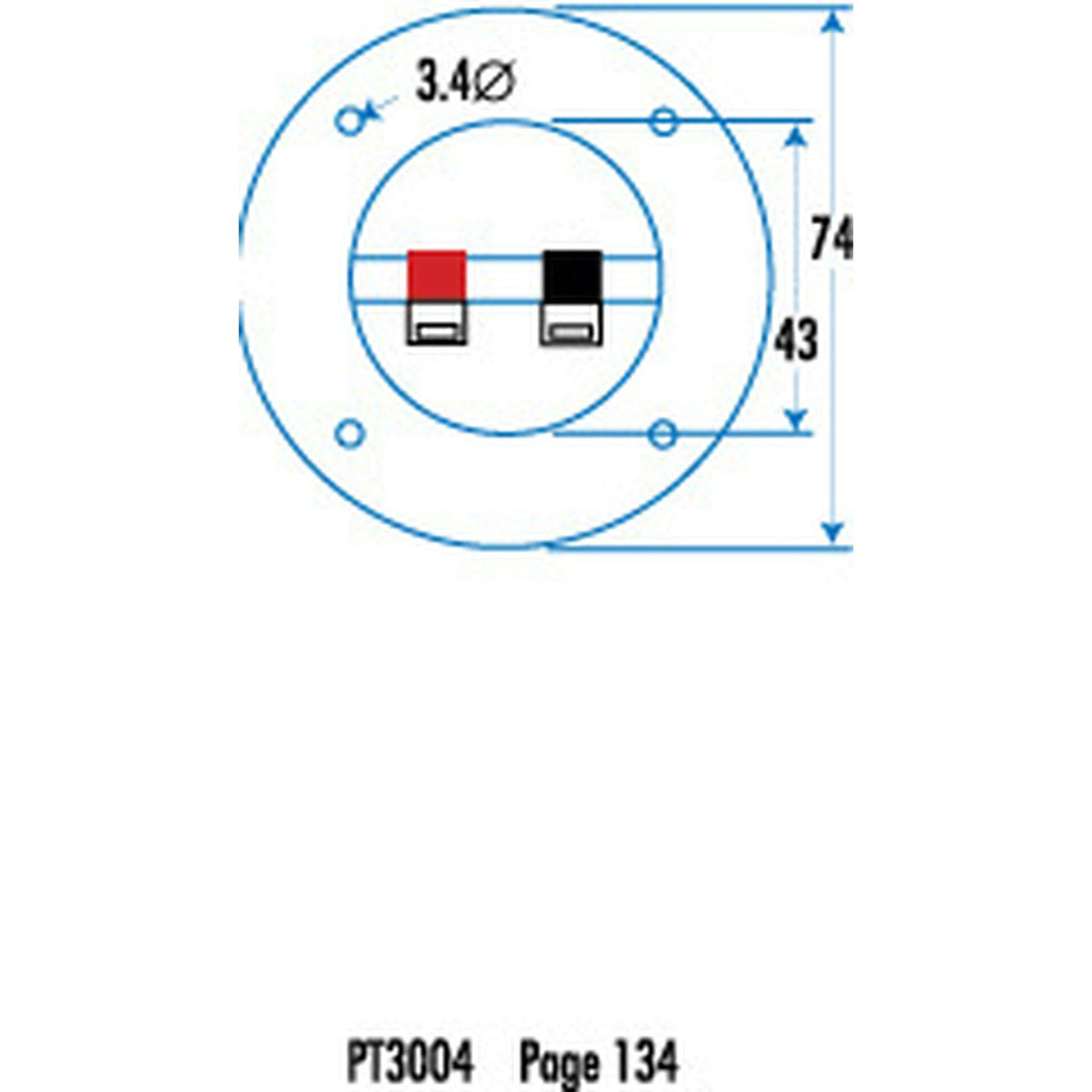 PT3004 round speaker terminal dimension drawing