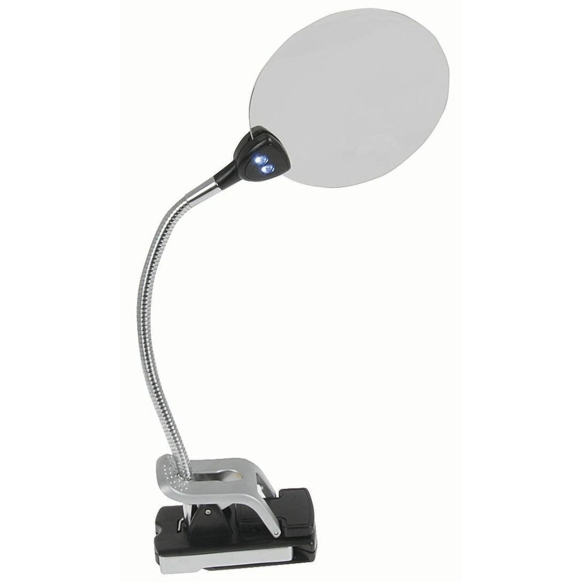 QM3532 gooseneck magnifier with LED lights and clip base