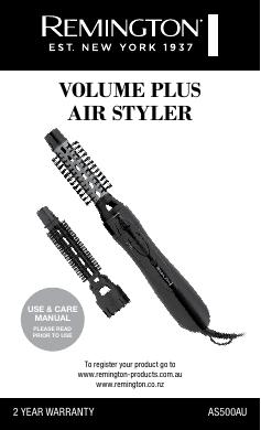 Remington 500W Volume Plus Air Styler instruction manual