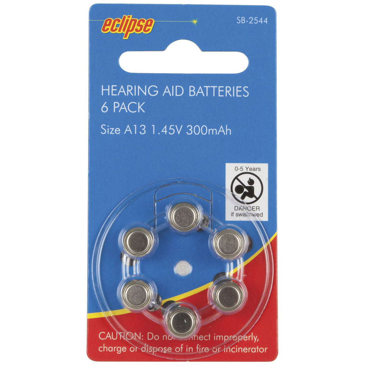 SB2544 A13 hearing aid batteries six-pack dispenser