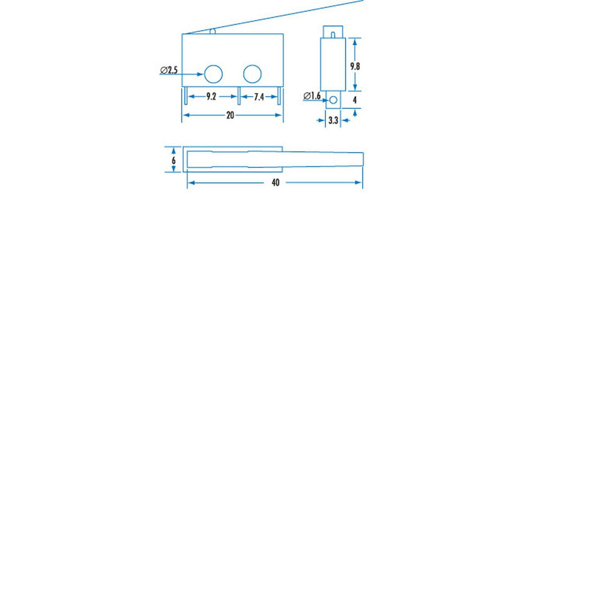 SM1038 microswitch dimension drawing