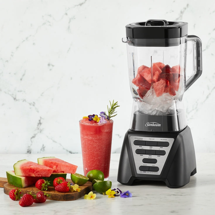 Sunbeam PB8080K Two-Way Blender preparing a fruit smoothie