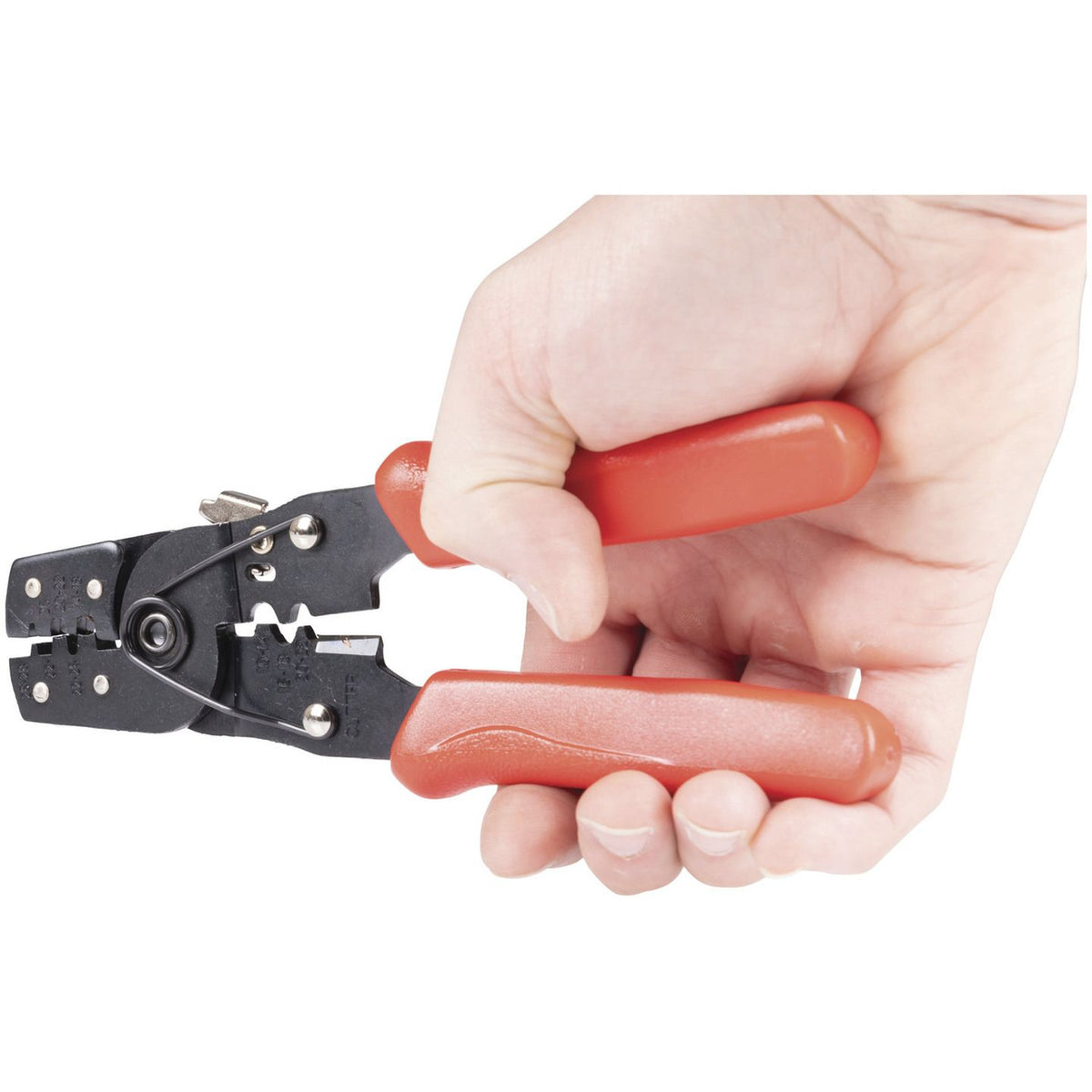 TH1834 non-insulated lug crimping tool held in hand