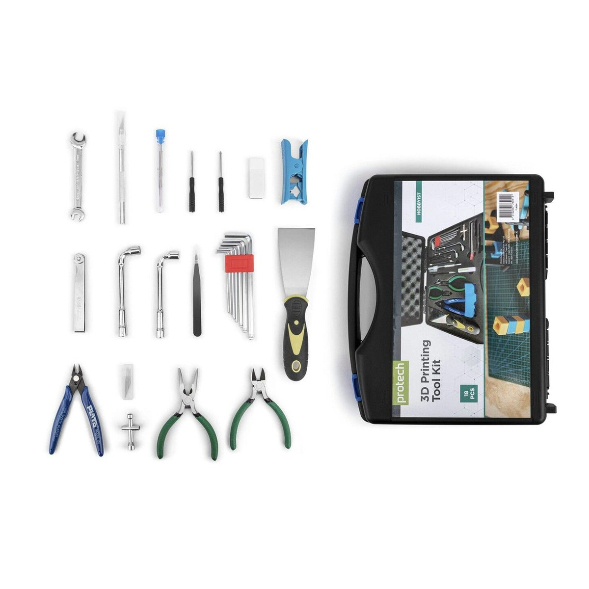 TL4594 18-piece 3D printer toolkit contents laid out