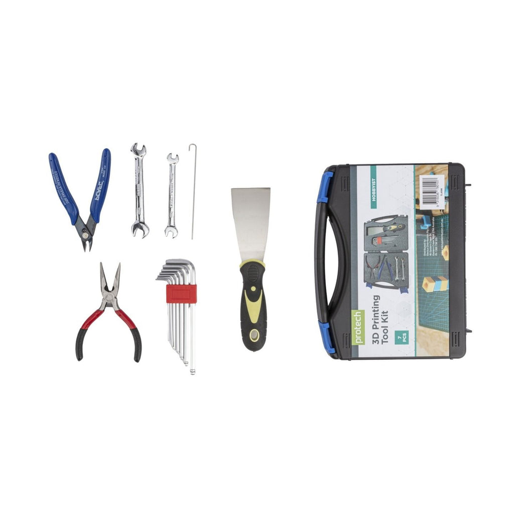 TL4596 seven-piece 3D printer toolkit contents laid out