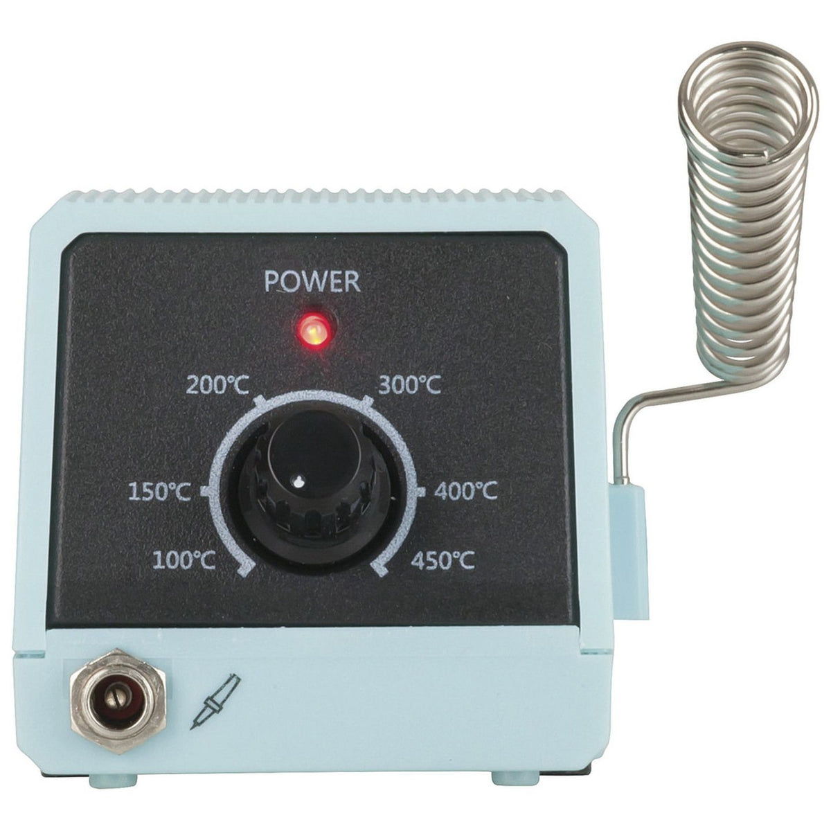 TS1610 soldering station temperature dial and integrated pencil holder