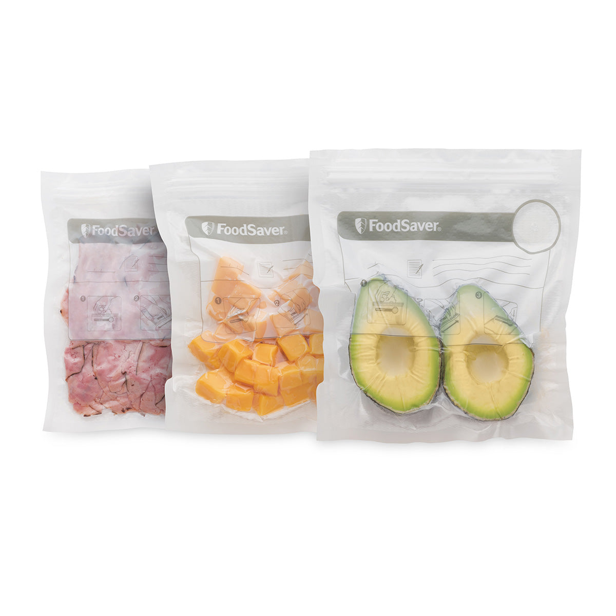 FoodSaver VS0500 reusable zipper bags holding food
