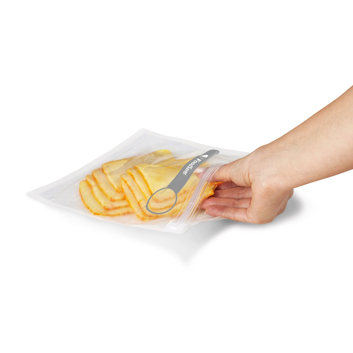 FoodSaver VS0500 zipper bag valve used with a vacuum adaptor